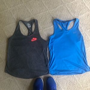 2 NIKE DRYFIT TANK TOPS size Small  and Medium